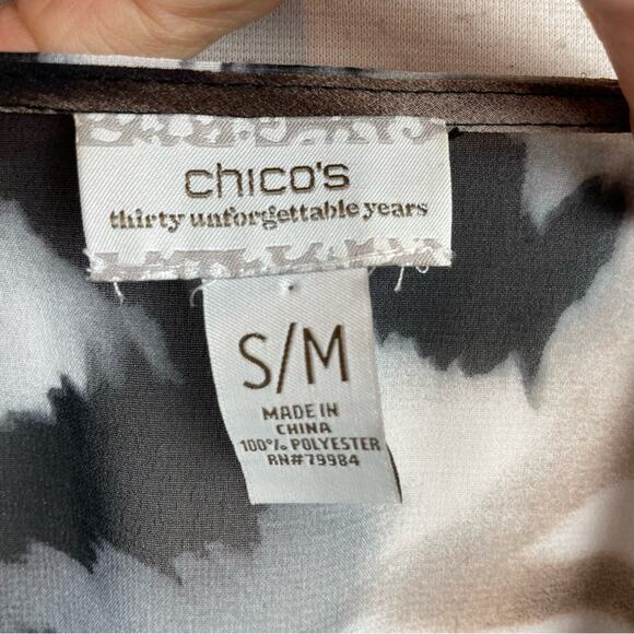 Chico's Brown Black Off White Animal Print  Sheer Kimono S/M - Picture 9 of 11